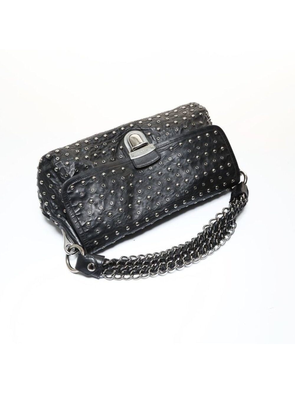 ★SOLD★ Prada Shoulder Bag Studded Chain Silver - Picture 9 of 10